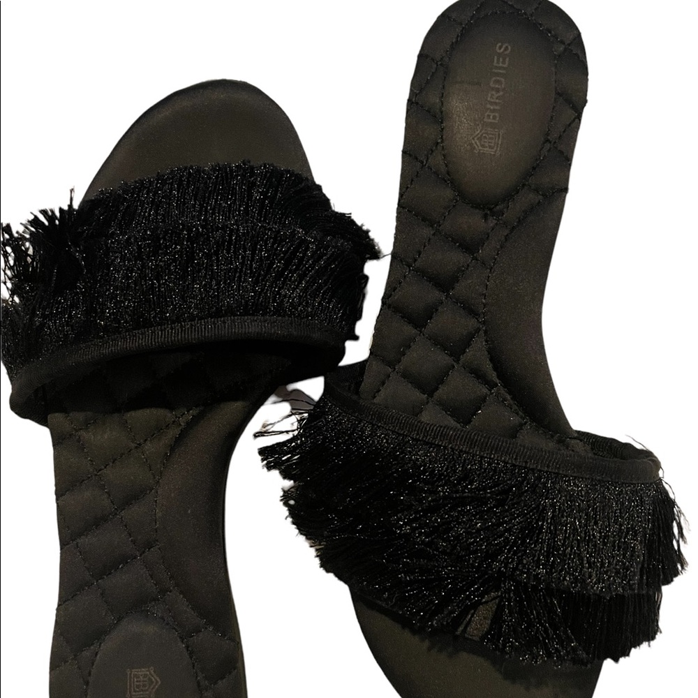 Black Birdies tassel slide sandals (never been worn)